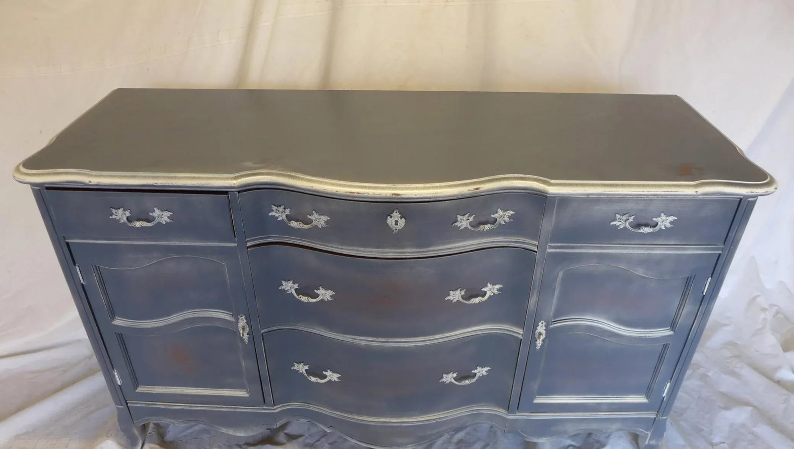 French Style Gray Blue Distressed Server/Sideboard - 5