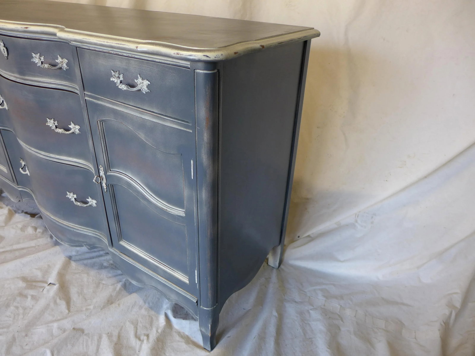 French Style Gray Blue Distressed Server/Sideboard - 7