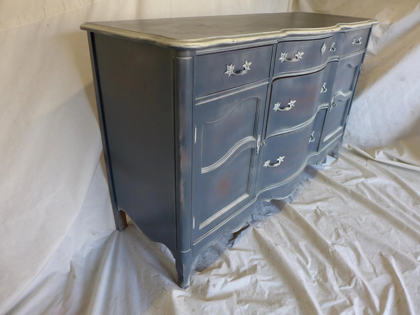 French Style Gray Blue Distressed Server/Sideboard - 8
