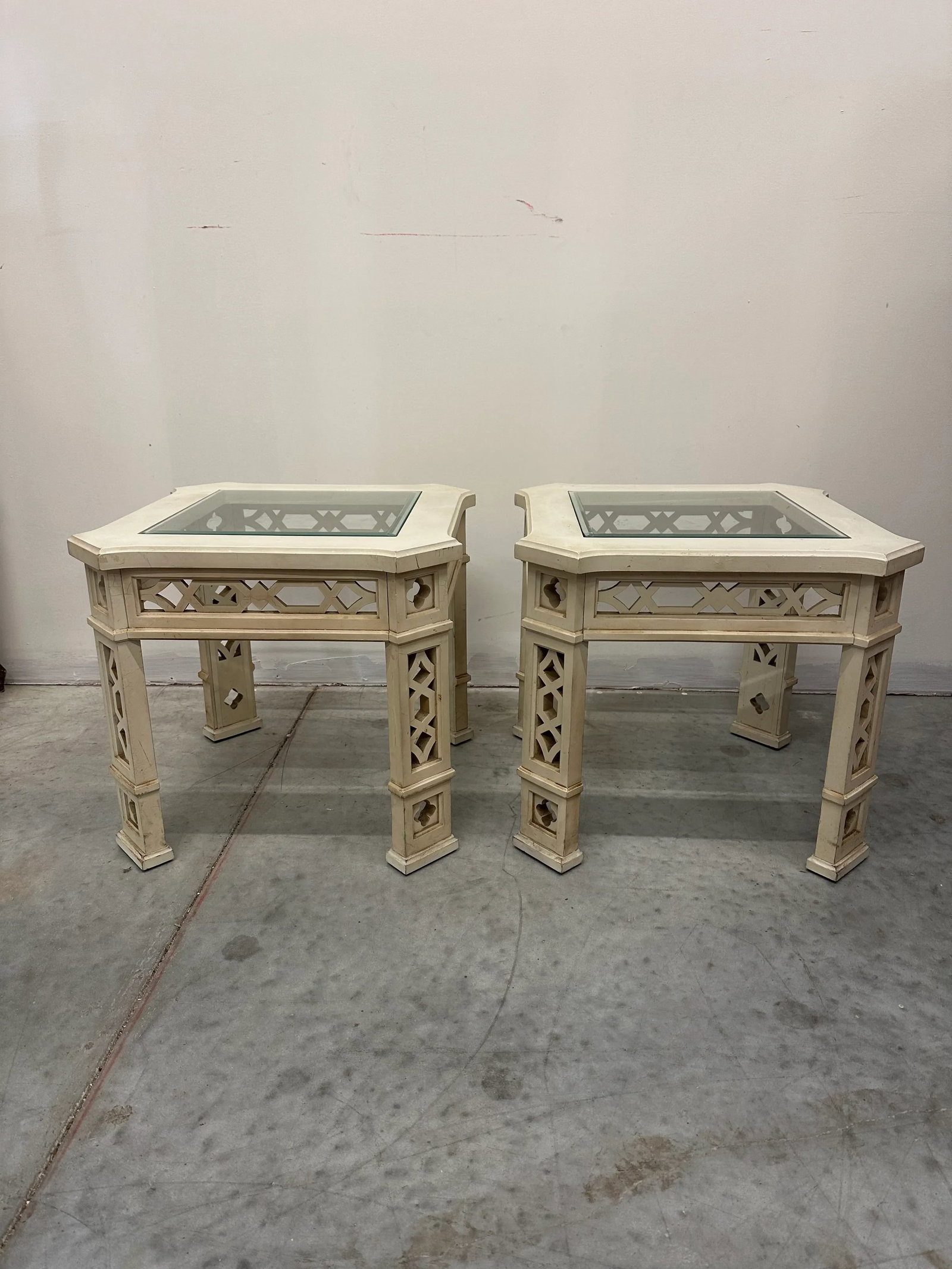 Mid 20th Century Pair of Chinese Chippendale Fretwork Side Tables - 13