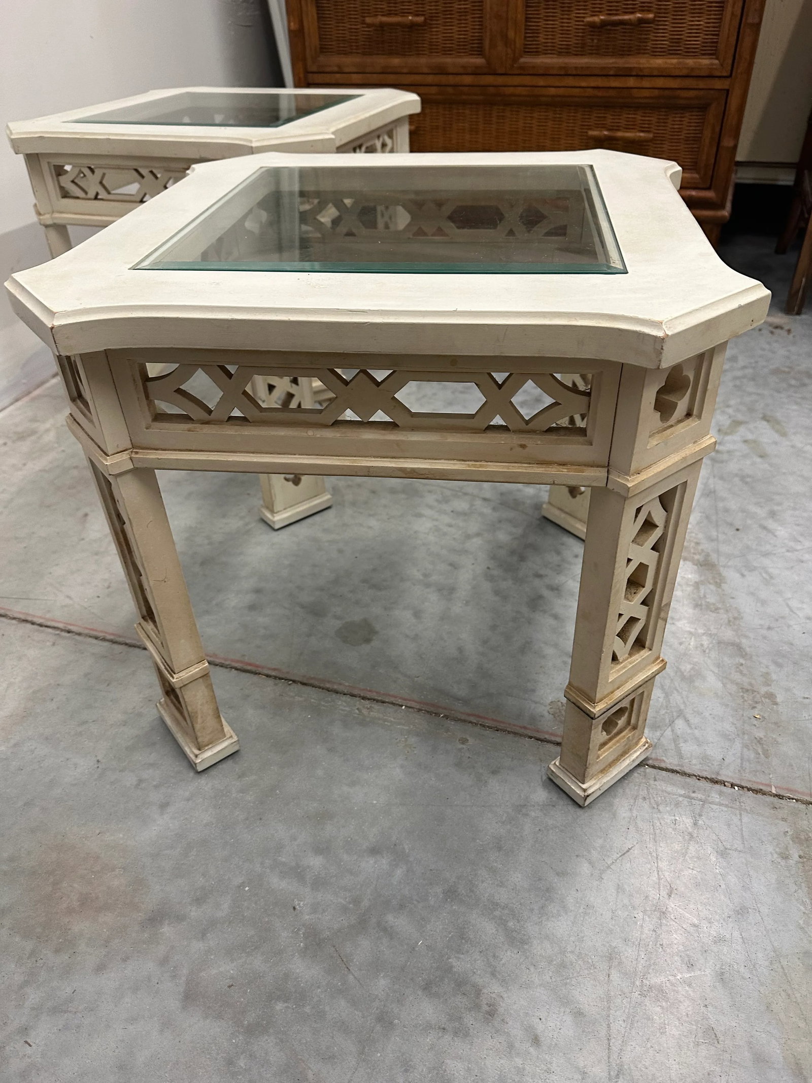 Mid 20th Century Pair of Chinese Chippendale Fretwork Side Tables - 7