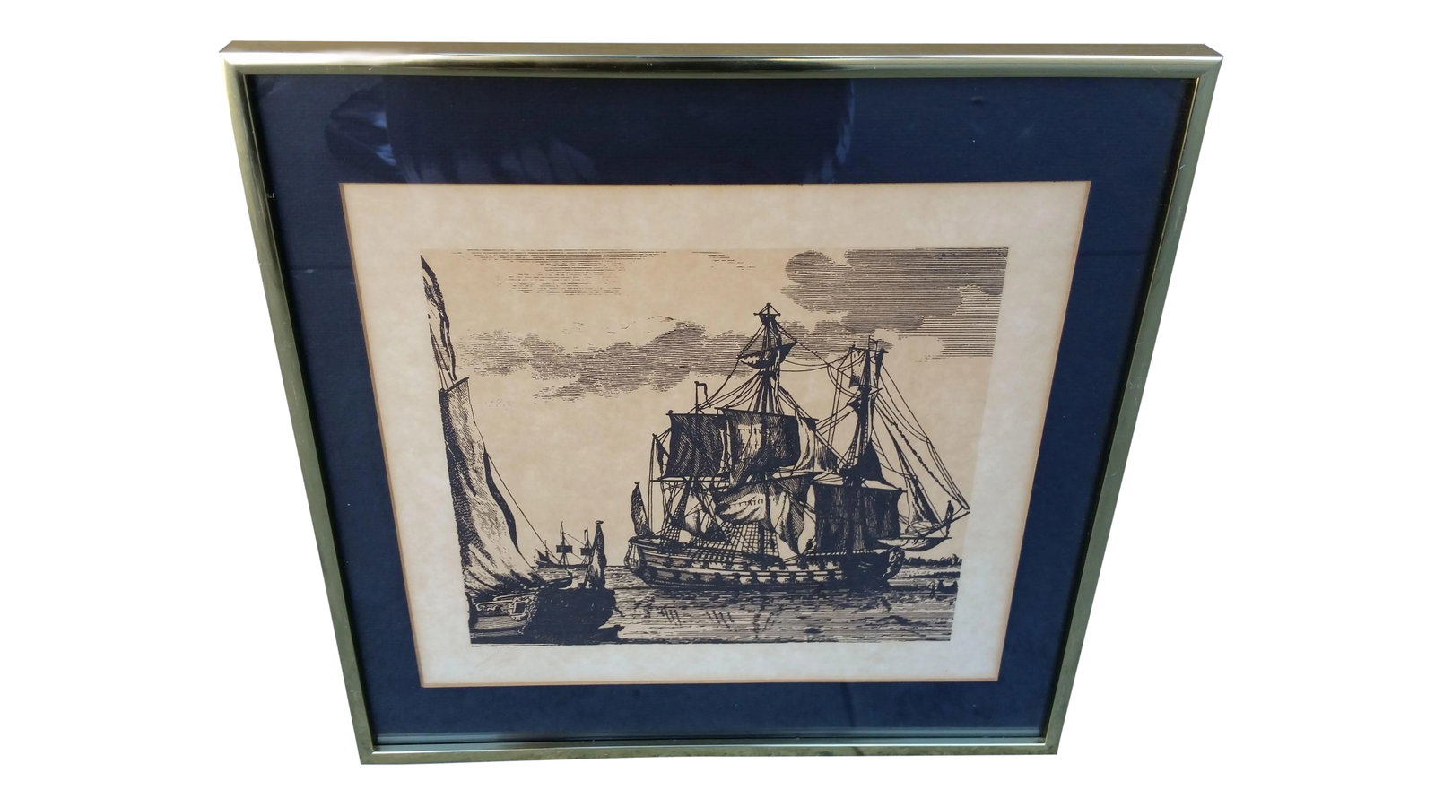 "Ships in Port" Vintage Screen Print