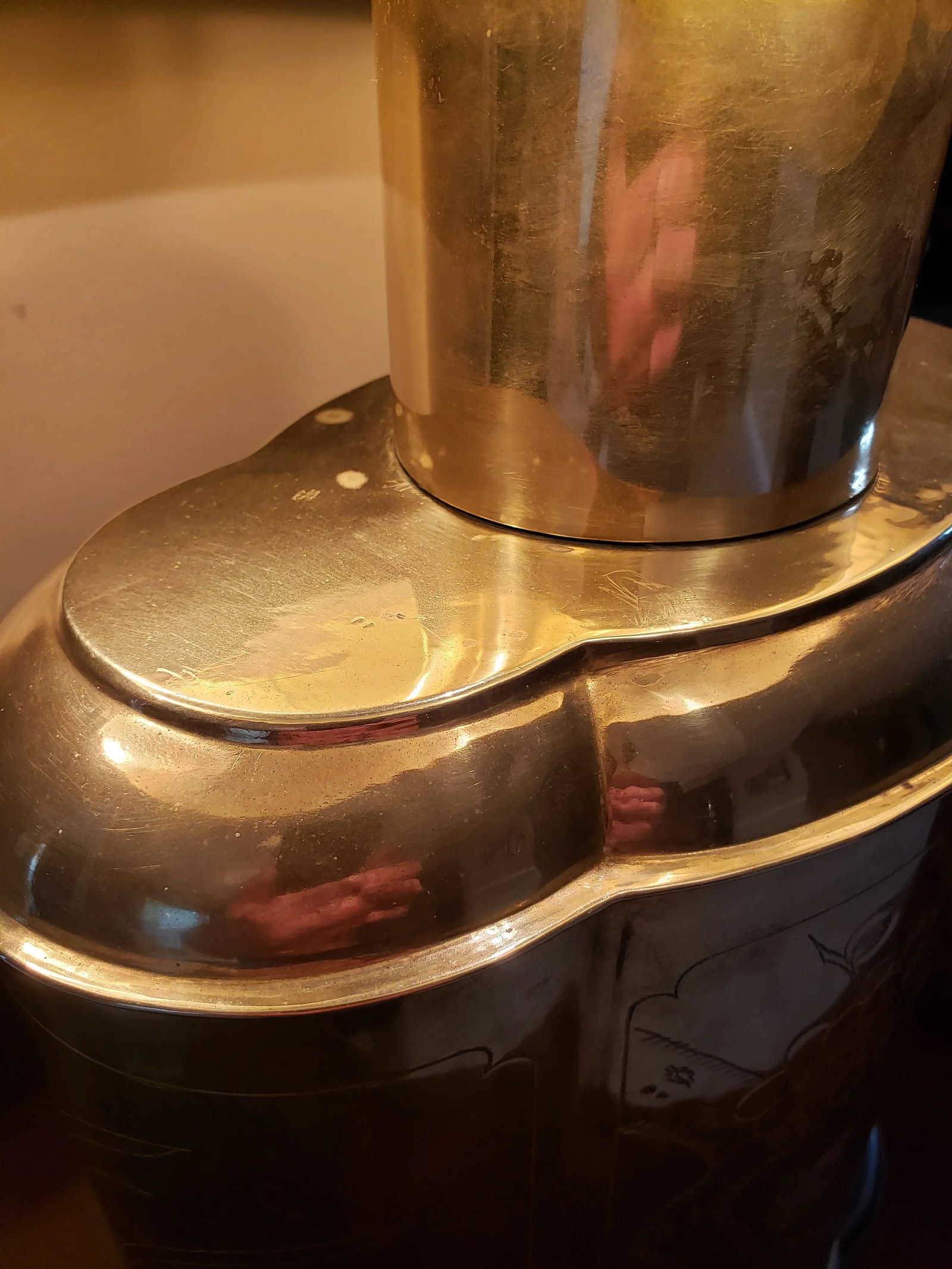 Late 20th Century Frederick Cooper Large Etched Brass Tea Canister Table Lamp Black Shade - 10
