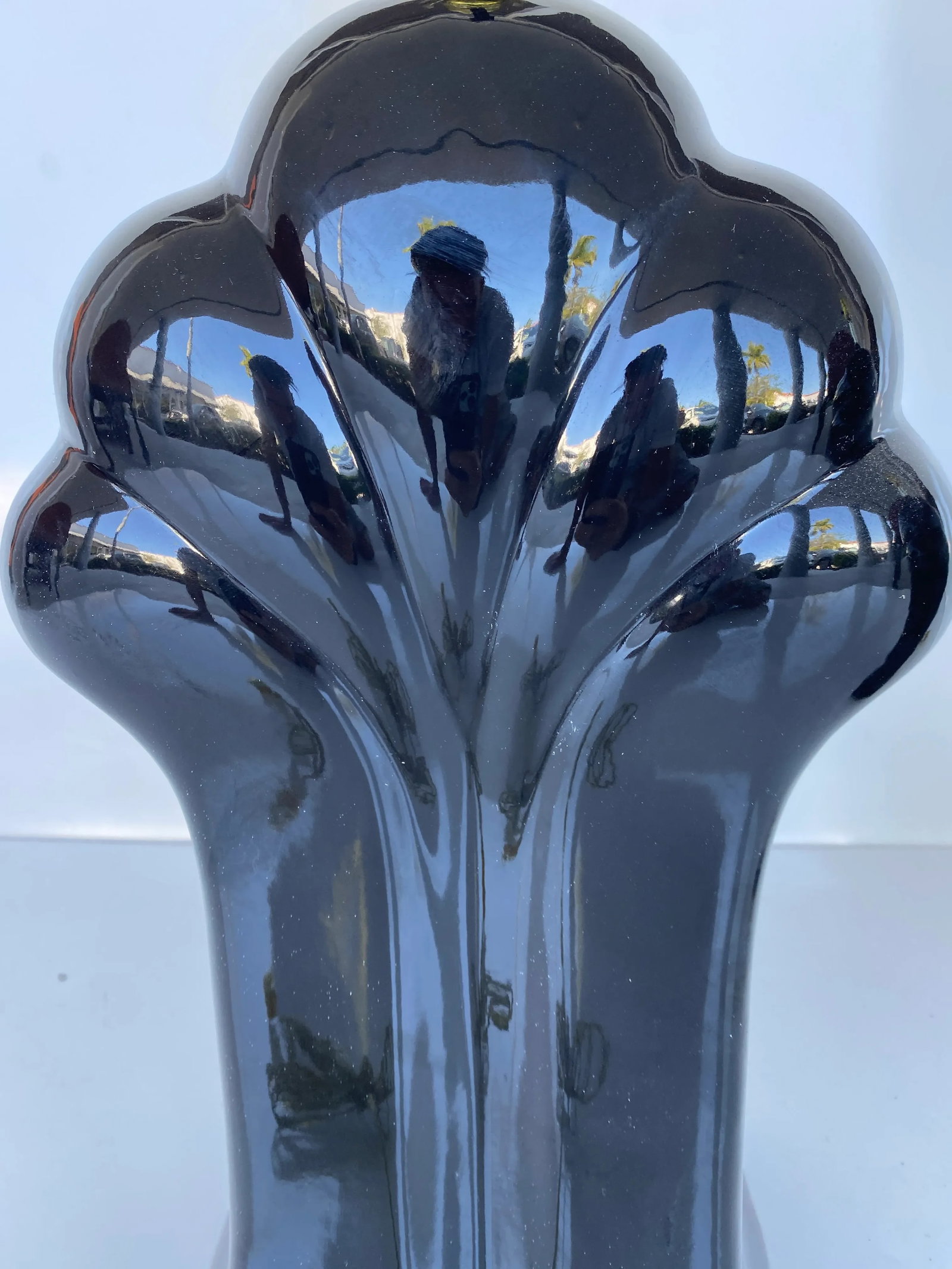 Vintage Pair of Postmodern Art Deco Revival Black Ceramic Lamps - 3