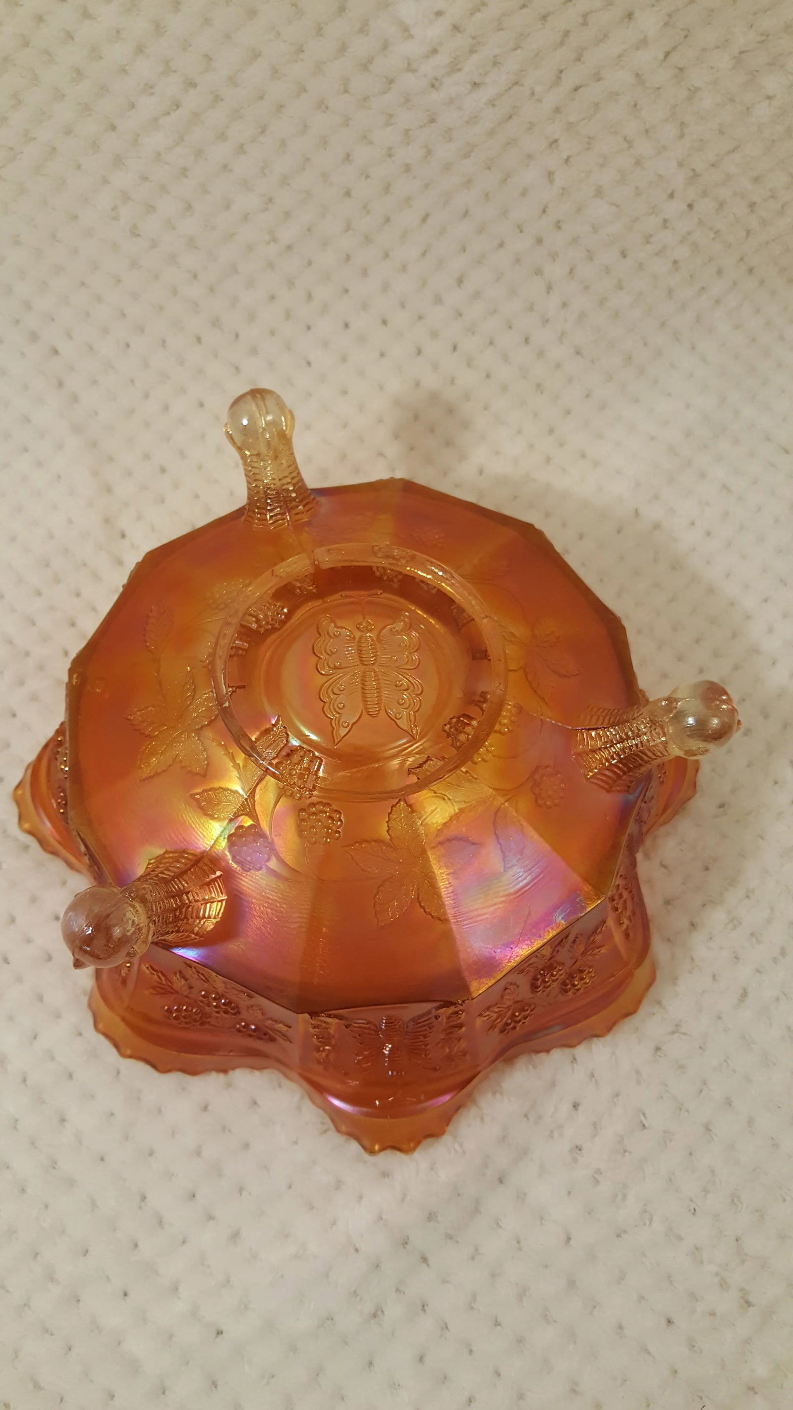Fenton Marigold Butterfly And Berry Bowl - 3