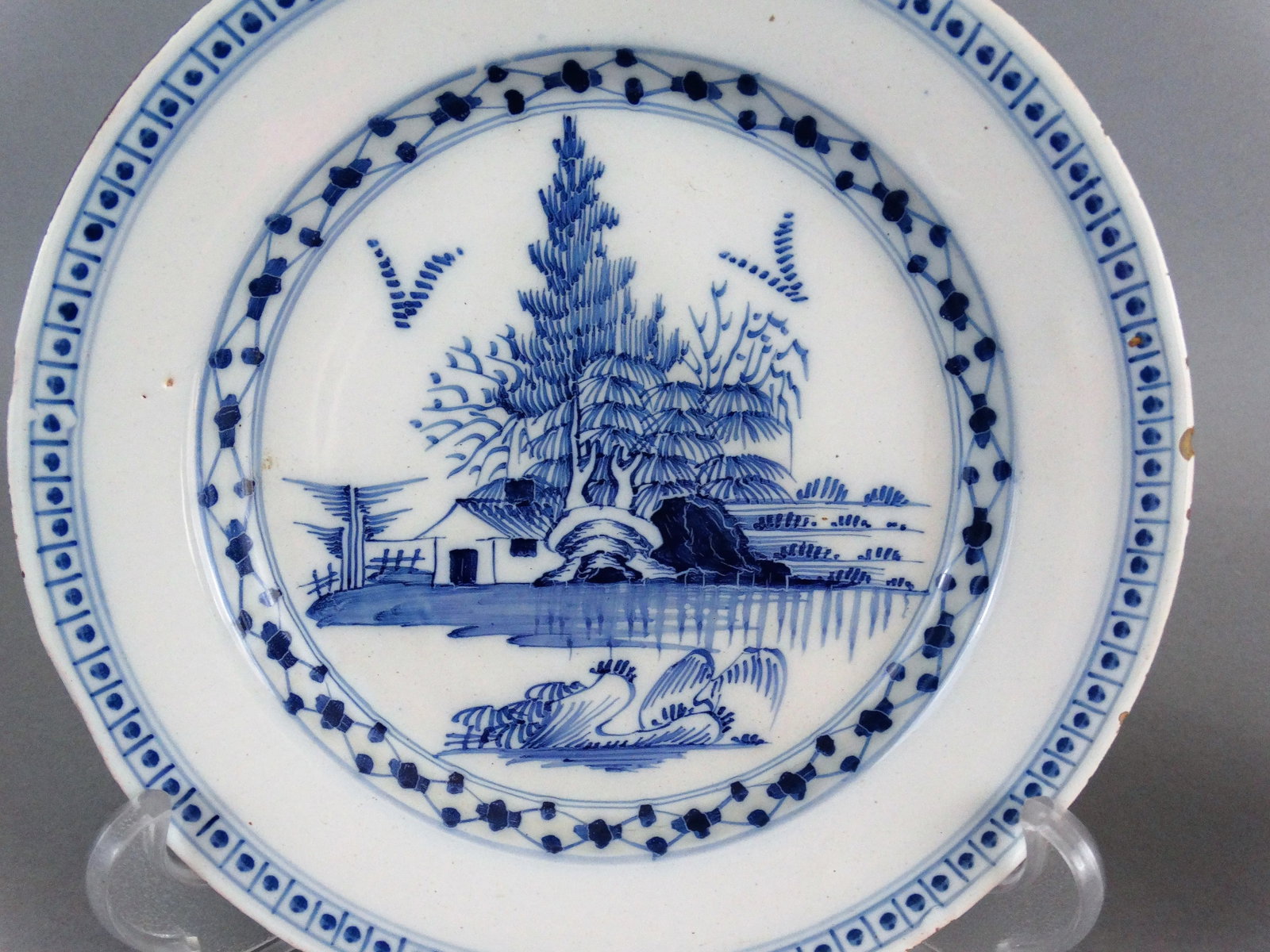 Antique English Delft Chinoiserie Plates, Pair Attributed to Lambeth - 4