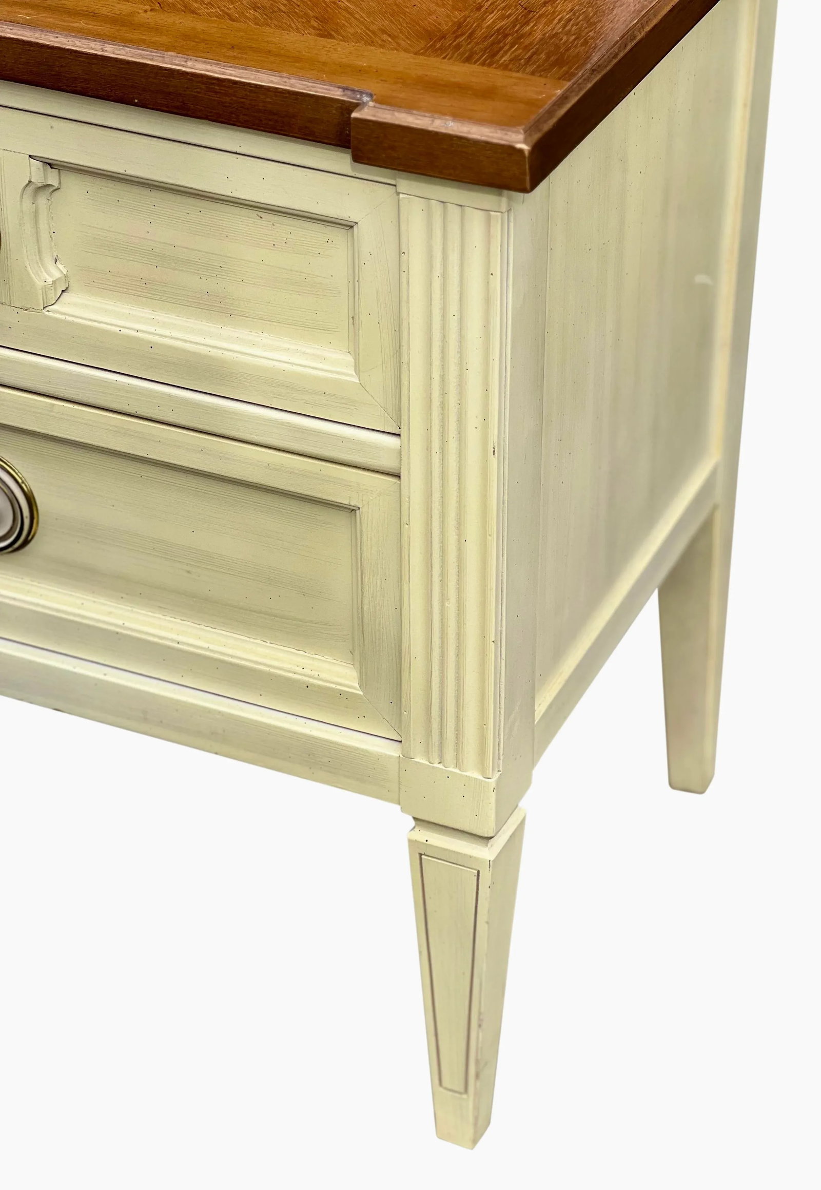 1970s Vintage American of Martinsville Parquet Top White Nightstands - a Pair - 8