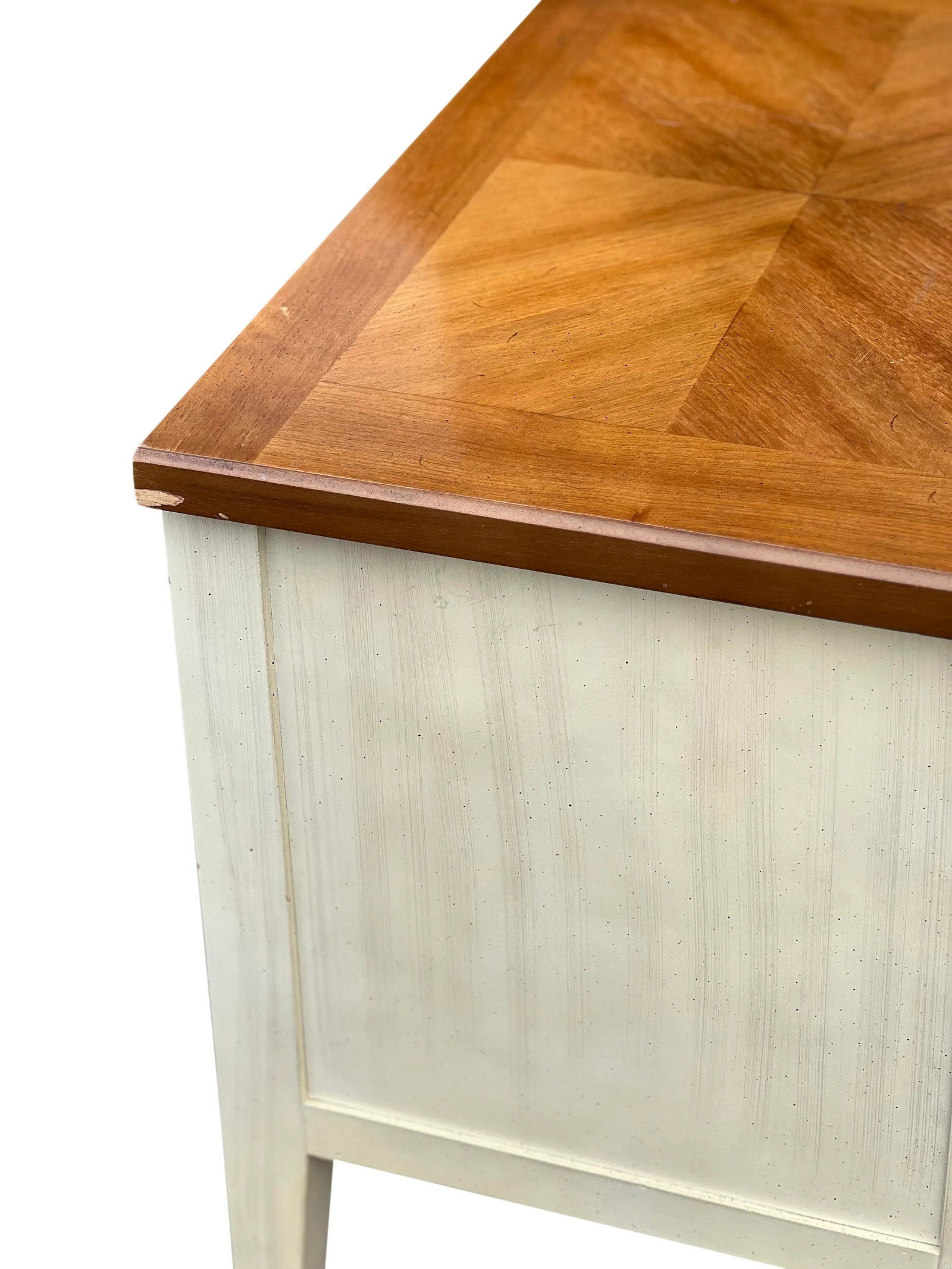 1970s Vintage American of Martinsville Parquet Top White Nightstands - a Pair - 9