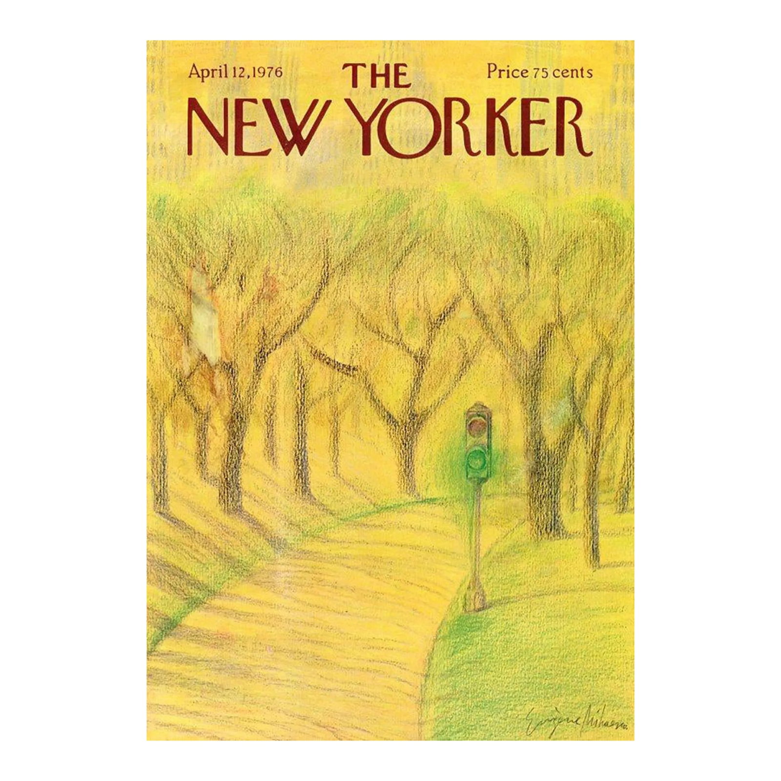 1976, New Yorker Magazine Cover, April 12 (Eugene Mihaesco), Original Vintage Cover, Country Life, S (1 of 3)