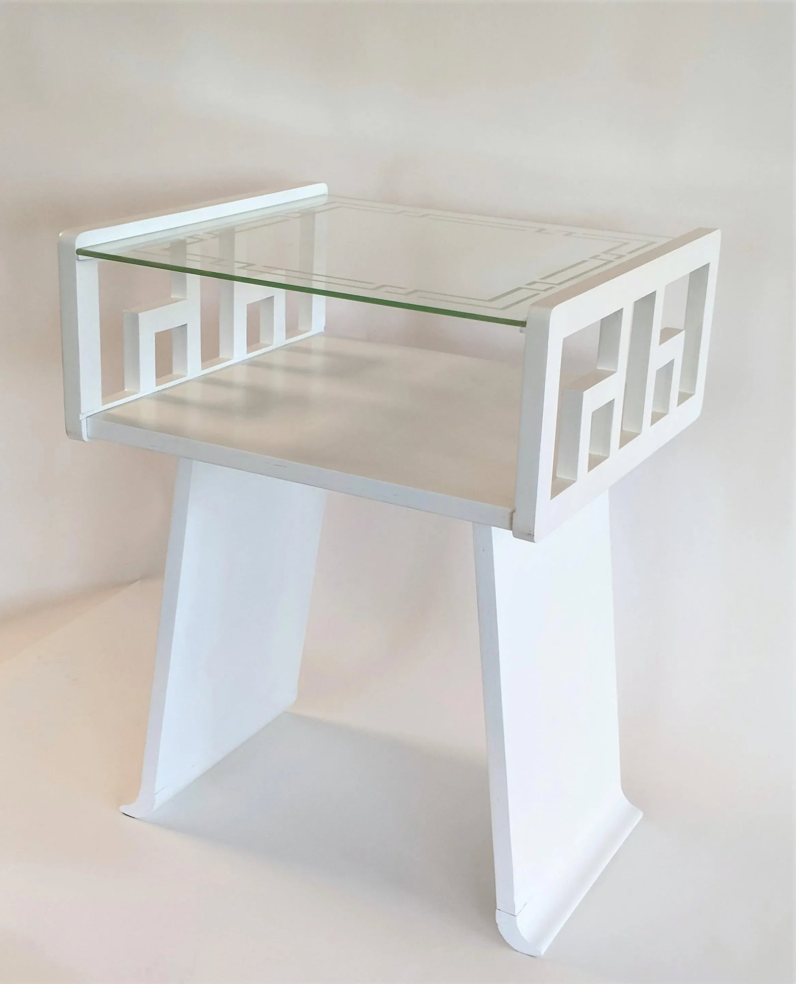 1960s Greek Key White Lacquered Table - 12