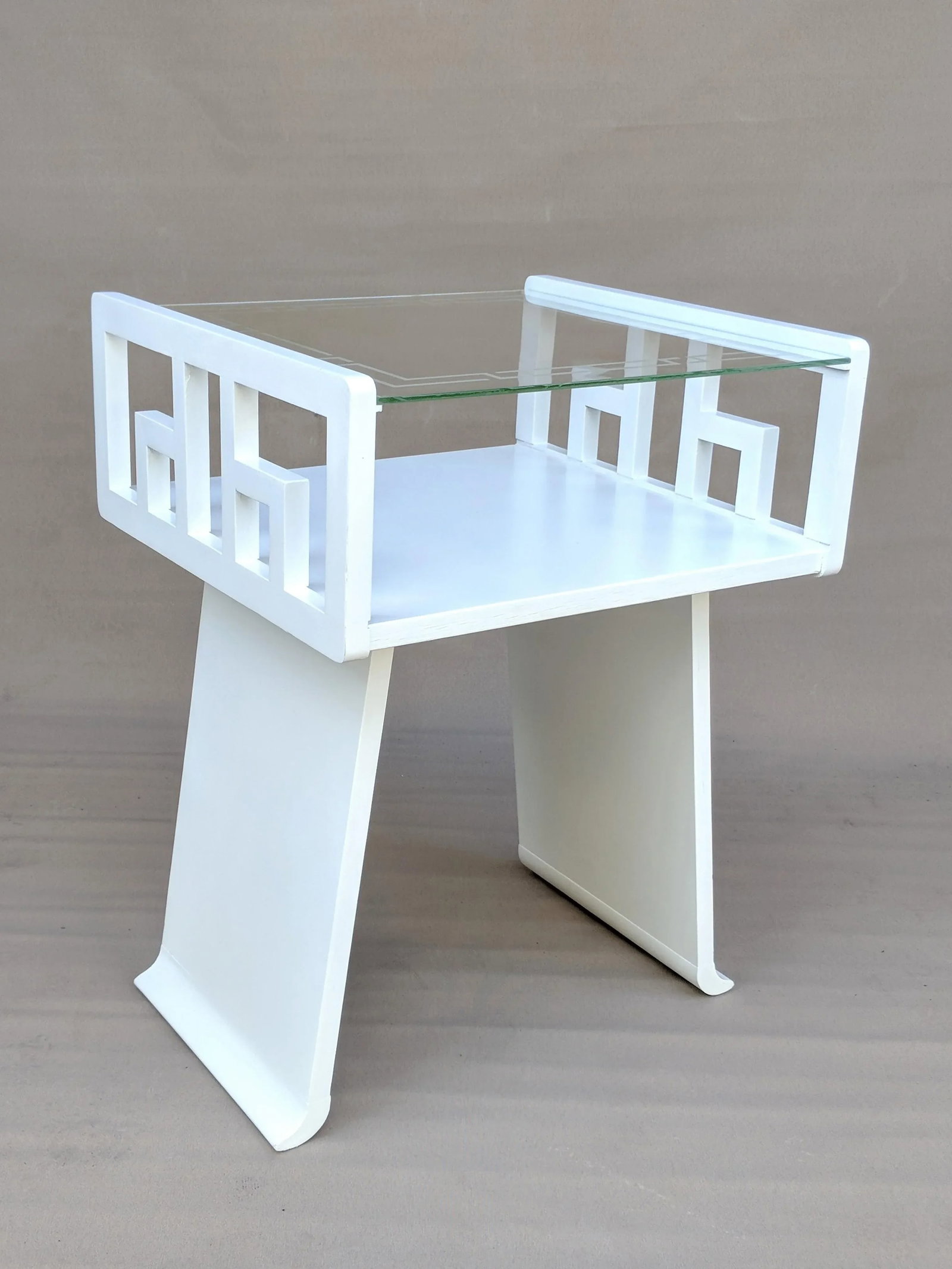 1960s Greek Key White Lacquered Table - 13
