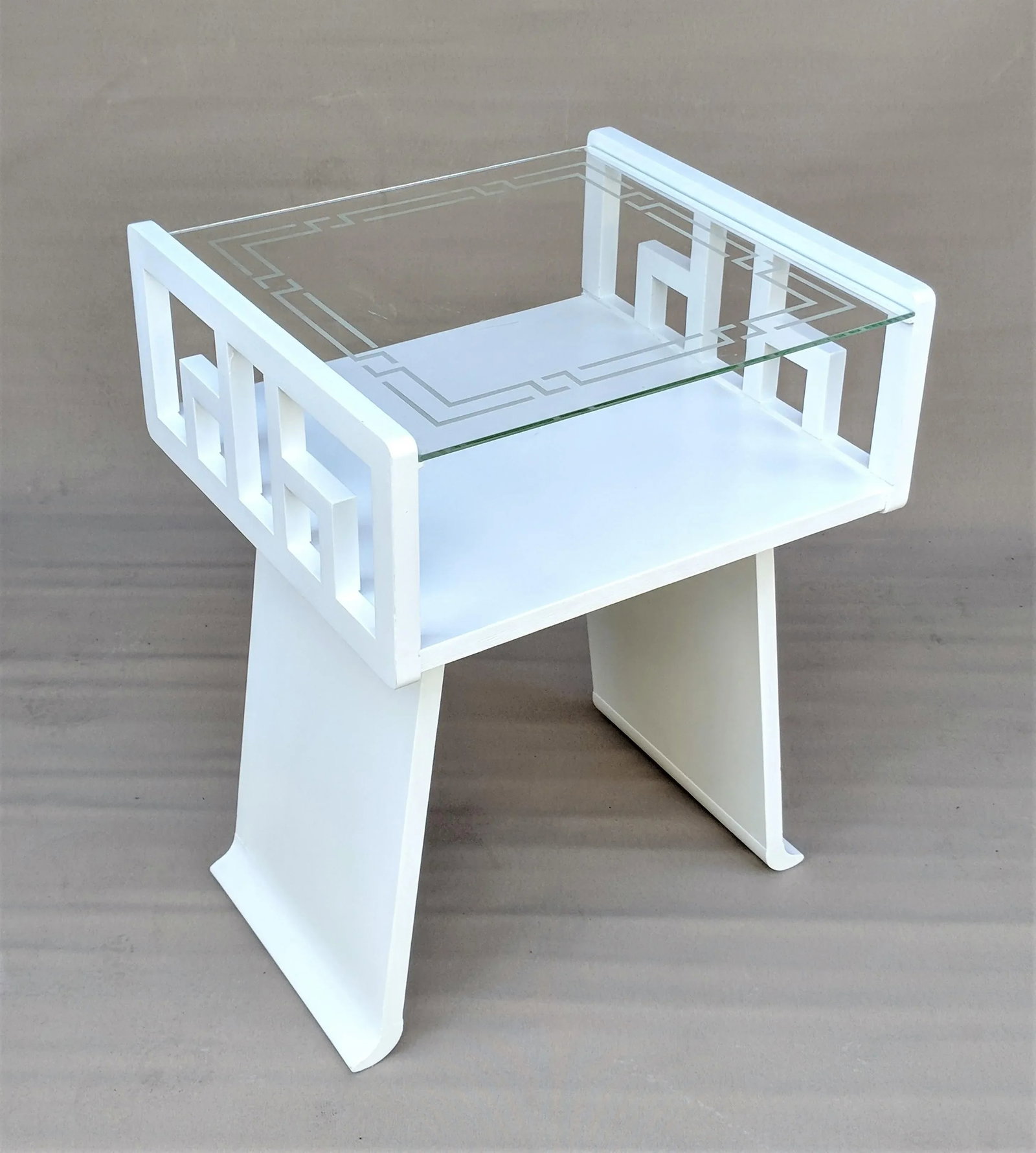 1960s Greek Key White Lacquered Table - 2