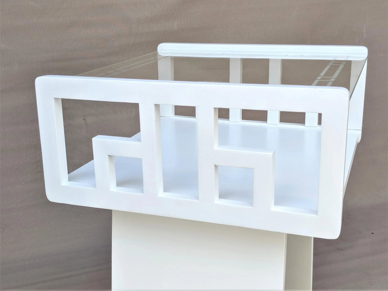 1960s Greek Key White Lacquered Table - 7