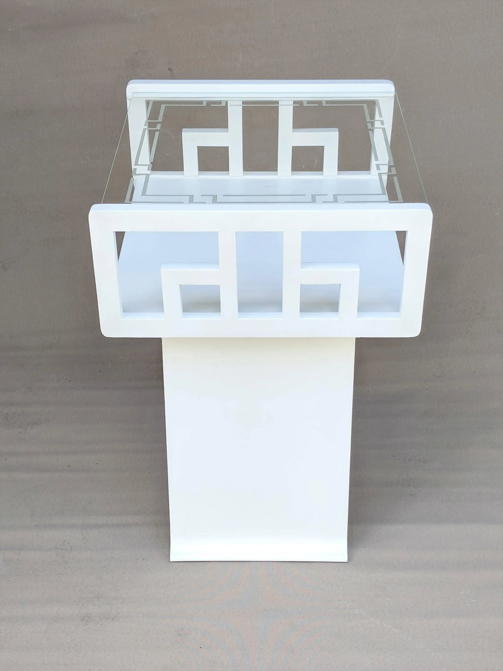 1960s Greek Key White Lacquered Table - 9