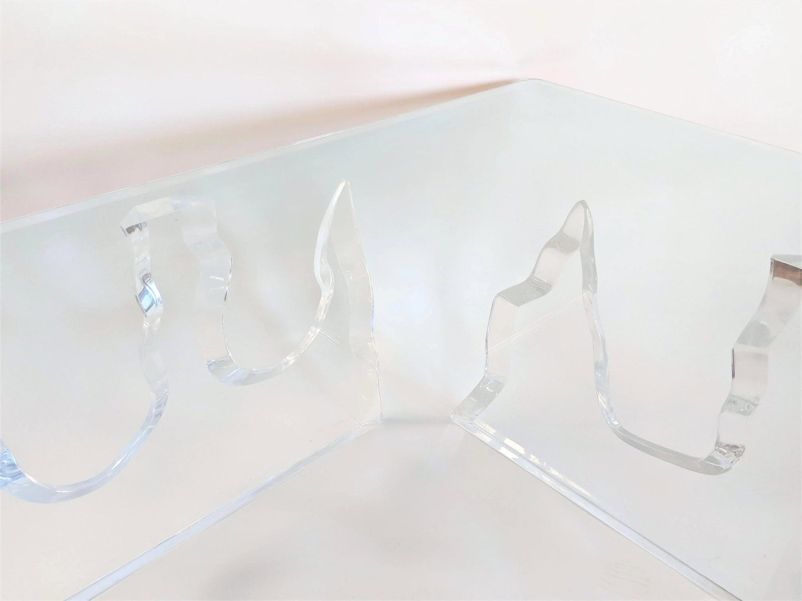 Lion in Frost Style Lucite Iceberg Coffee 2-Piece Table Base - 10