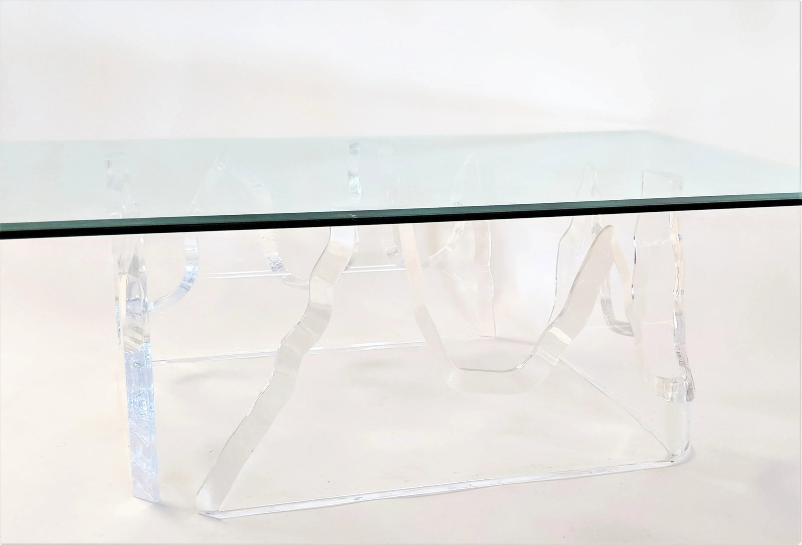 Lion in Frost Style Lucite Iceberg Coffee 2-Piece Table Base - 12