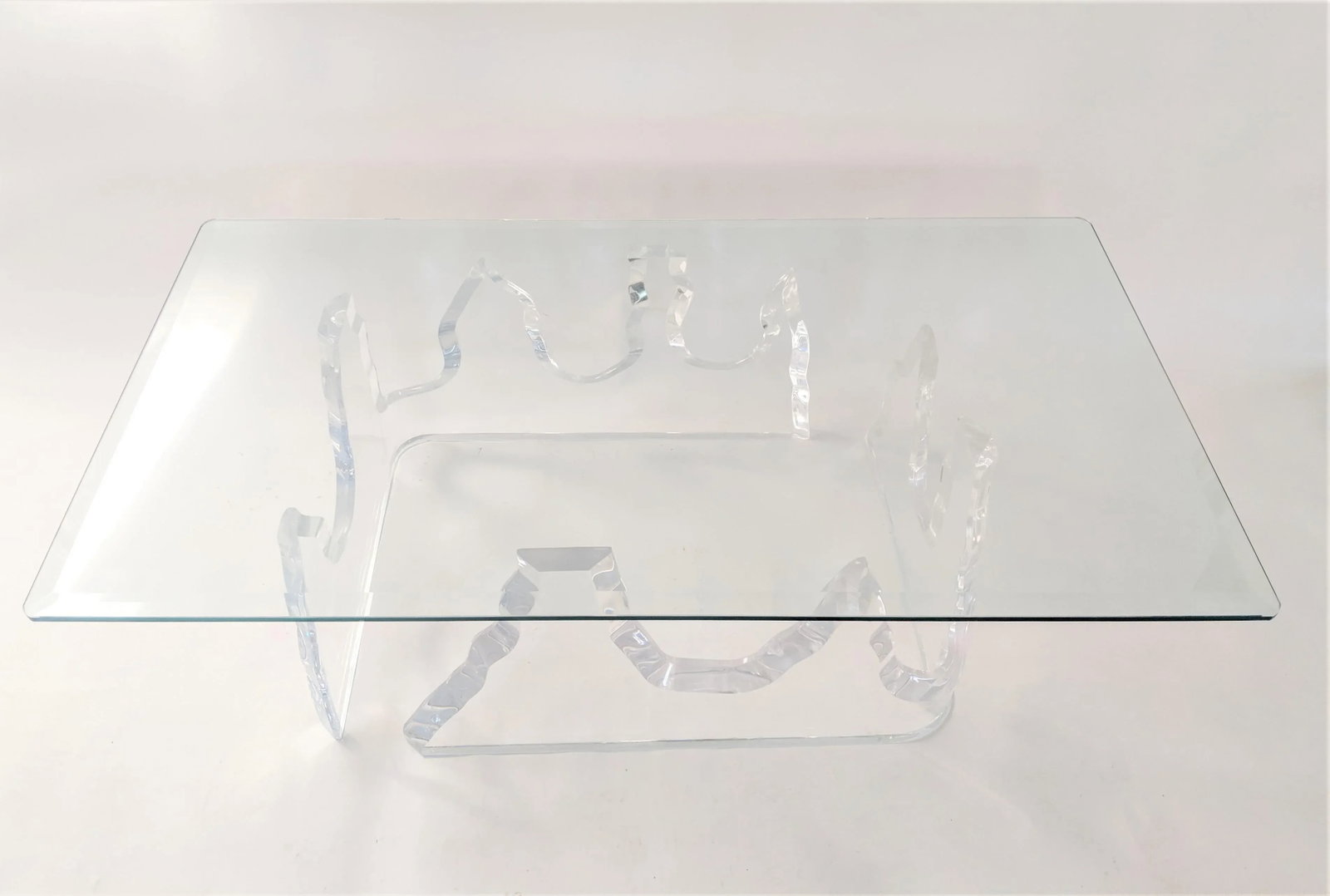 Lion in Frost Style Lucite Iceberg Coffee 2-Piece Table Base - 13