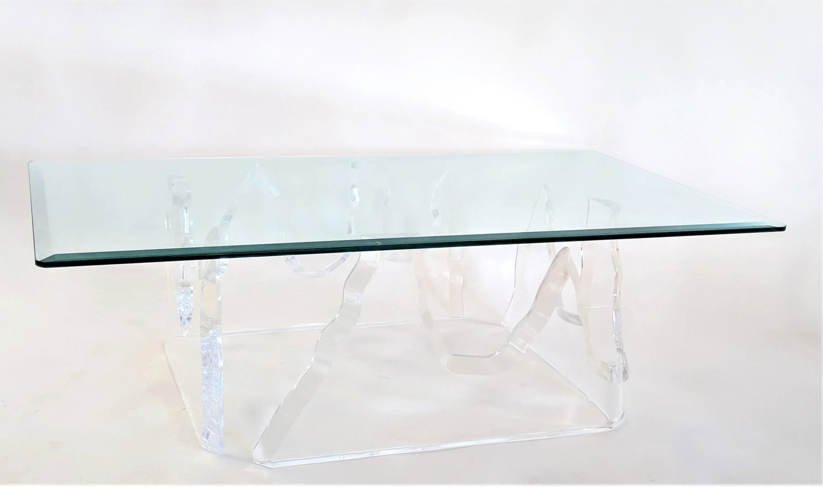 Lion in Frost Style Lucite Iceberg Coffee 2-Piece Table Base - 2