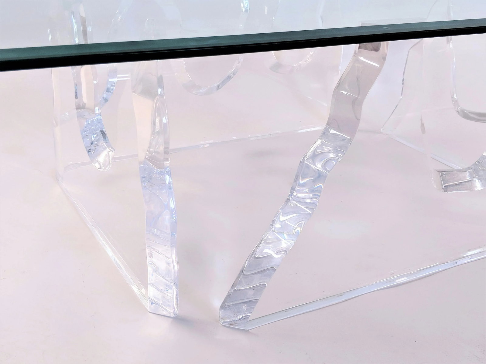 Lion in Frost Style Lucite Iceberg Coffee 2-Piece Table Base - 3