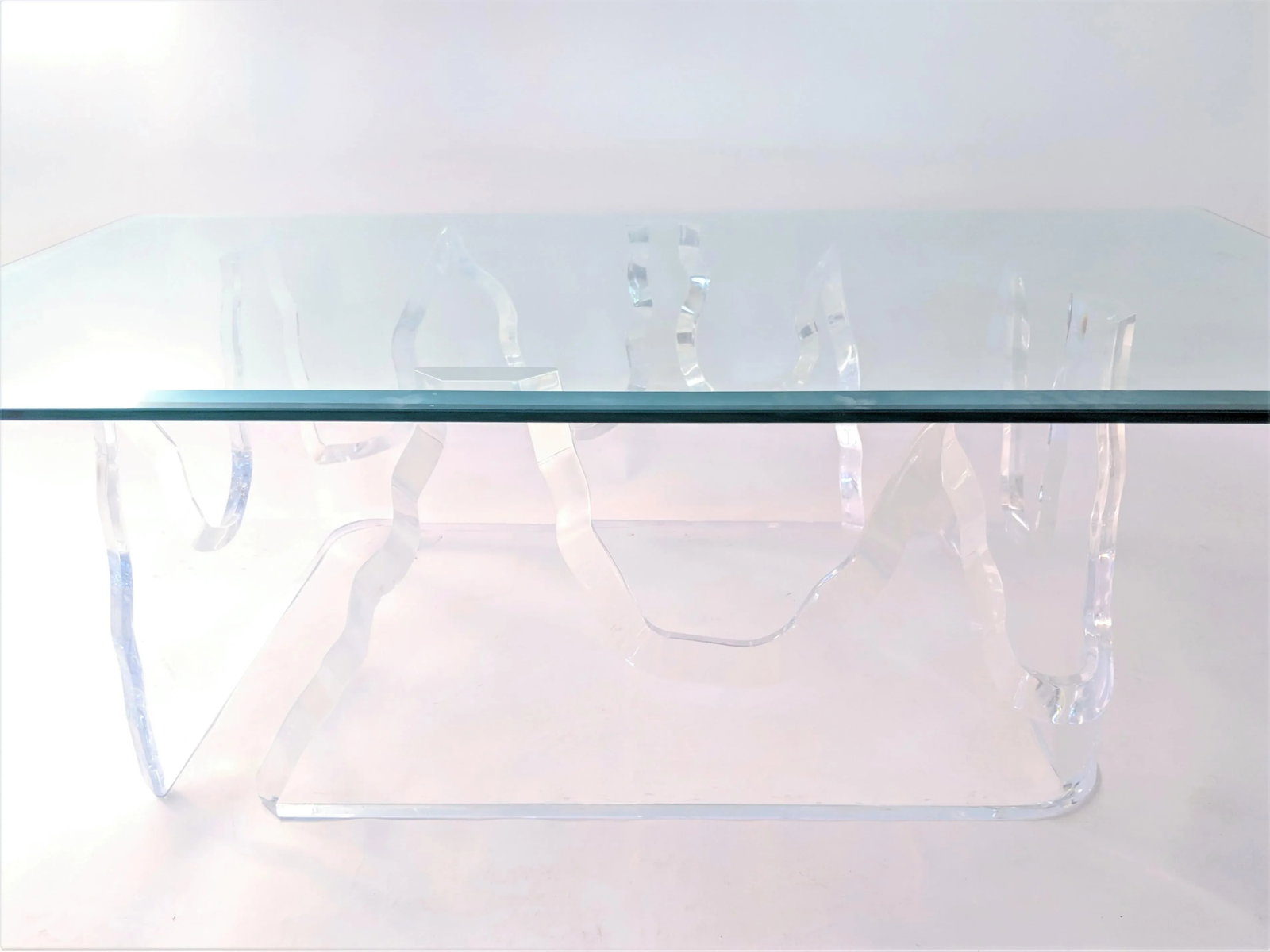 Lion in Frost Style Lucite Iceberg Coffee 2-Piece Table Base - 4