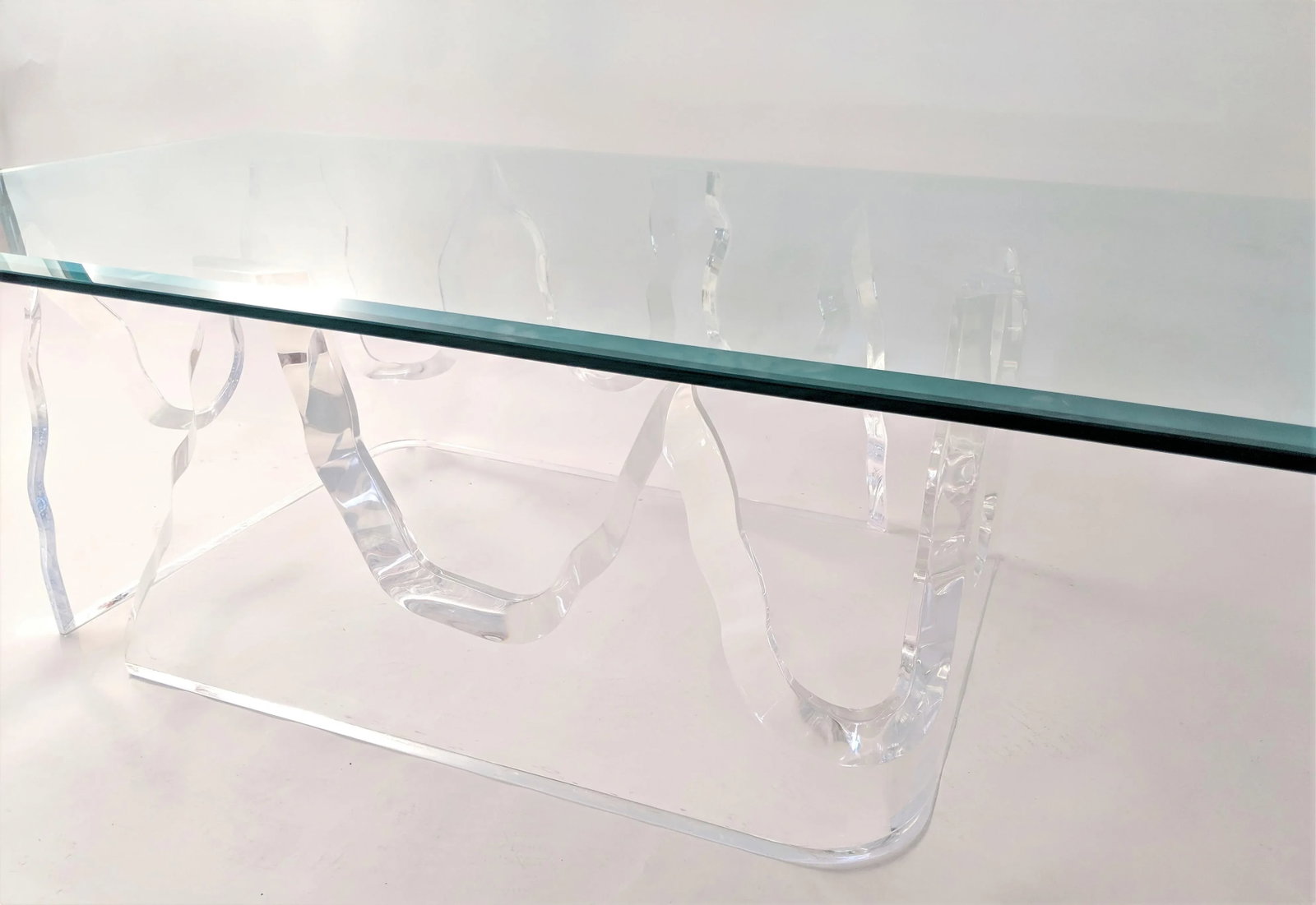 Lion in Frost Style Lucite Iceberg Coffee 2-Piece Table Base - 5