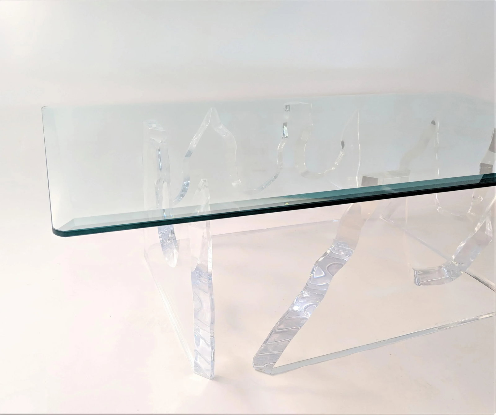 Lion in Frost Style Lucite Iceberg Coffee 2-Piece Table Base - 6