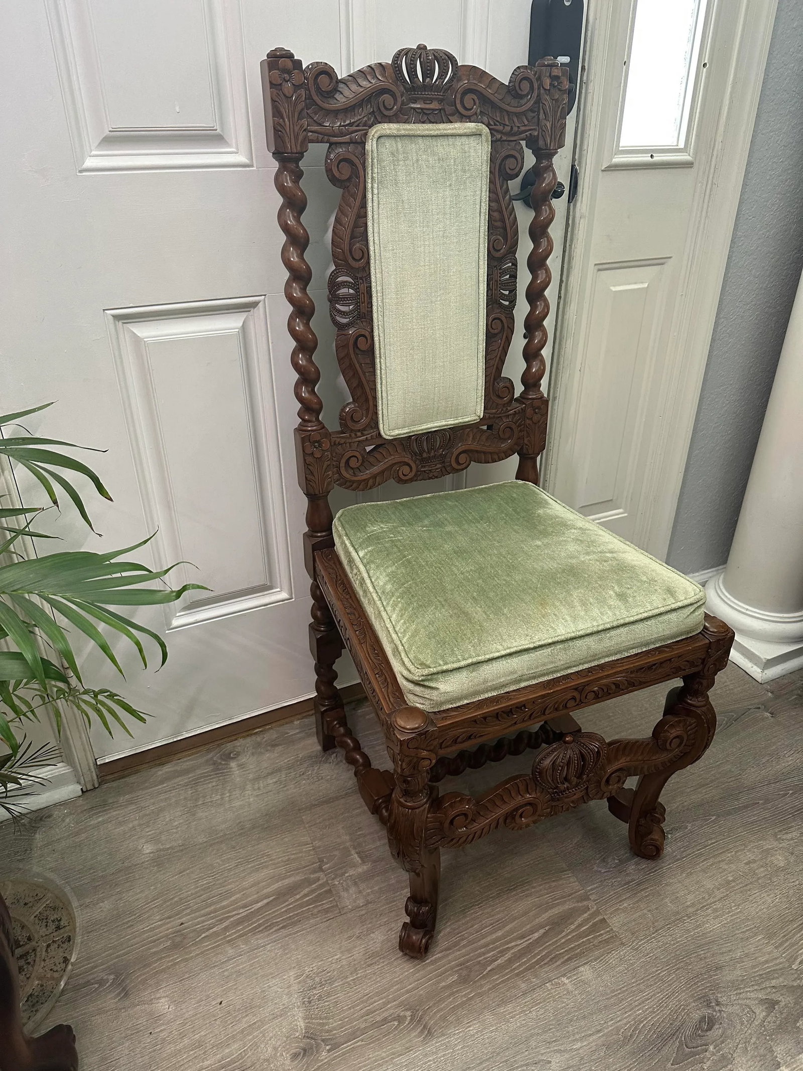 Late 20th Century Antique French Gothic Revival Carved High Back Dining Chair - 3