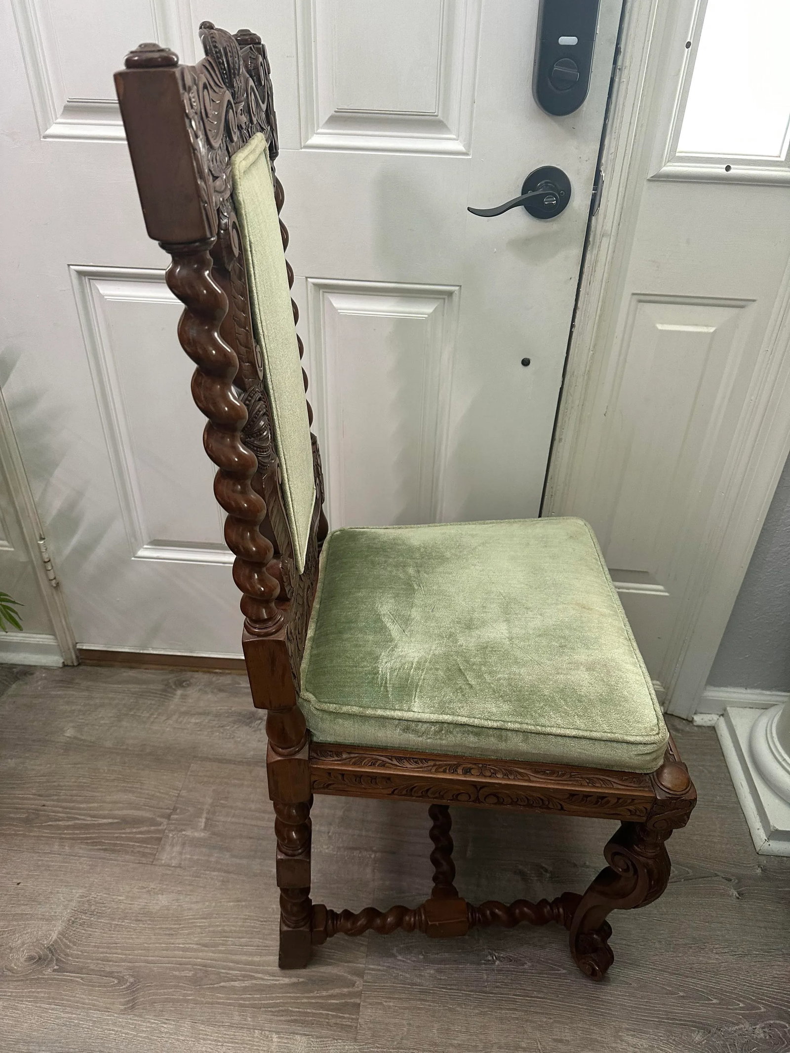 Late 20th Century Antique French Gothic Revival Carved High Back Dining Chair - 6