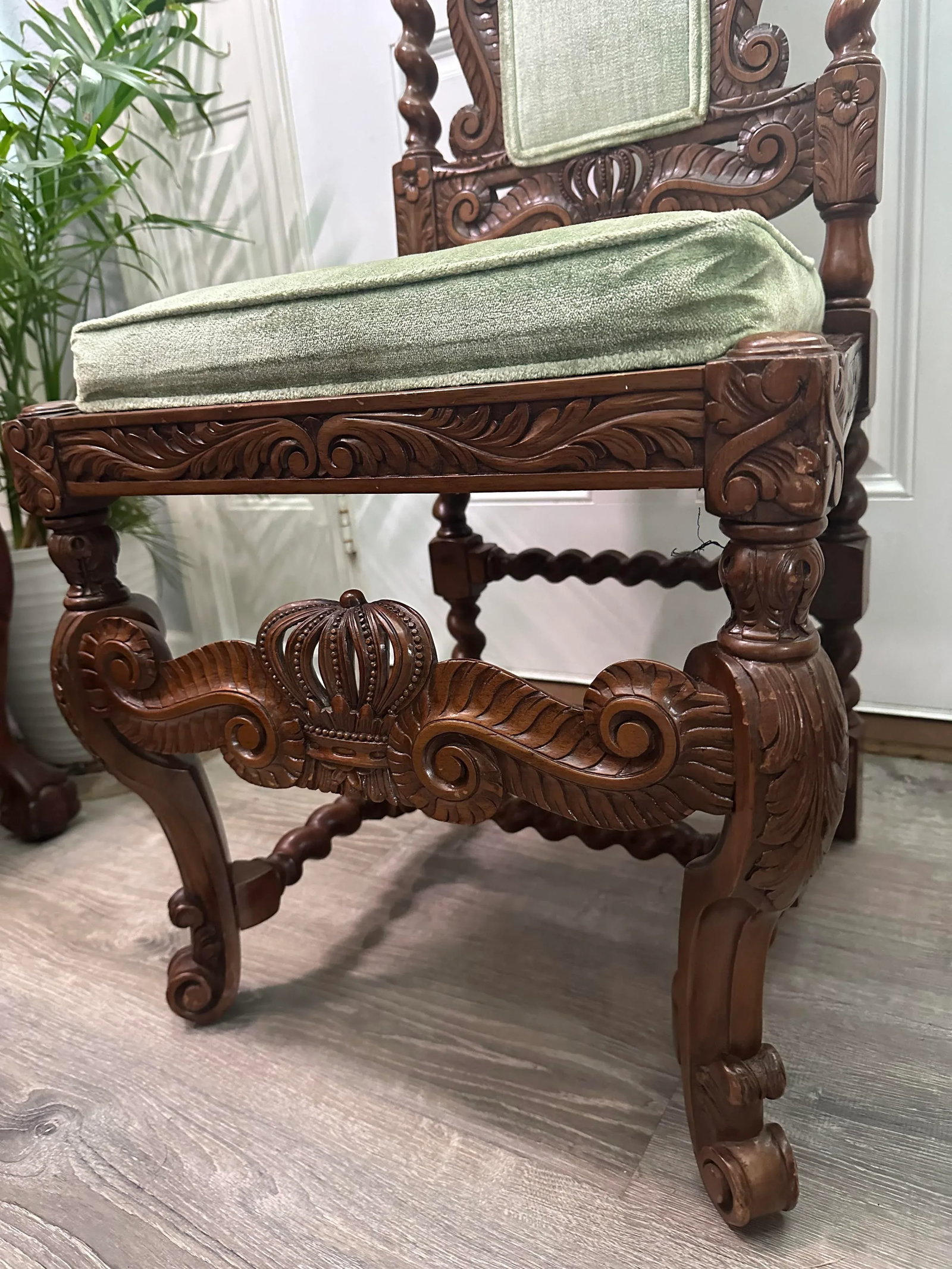 Late 20th Century Antique French Gothic Revival Carved High Back Dining Chair - 8