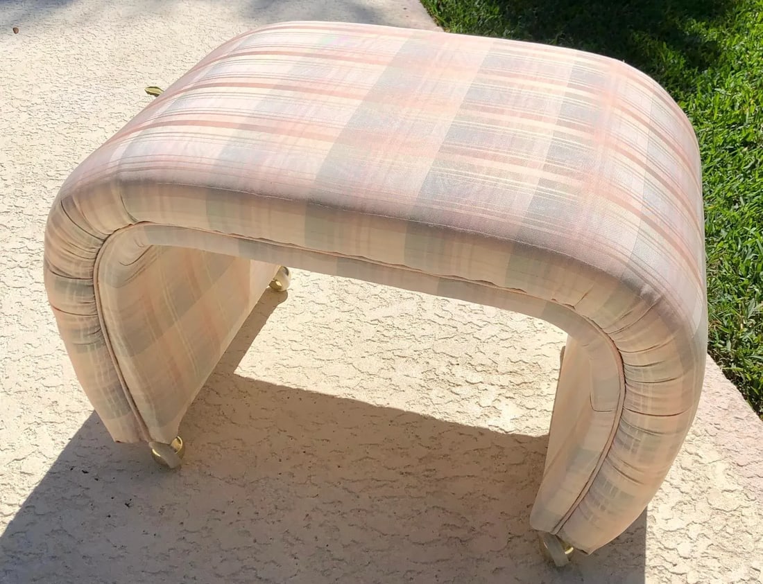 1980s Vintage Karl Springer Style Waterfall Benches - a Pair - 8