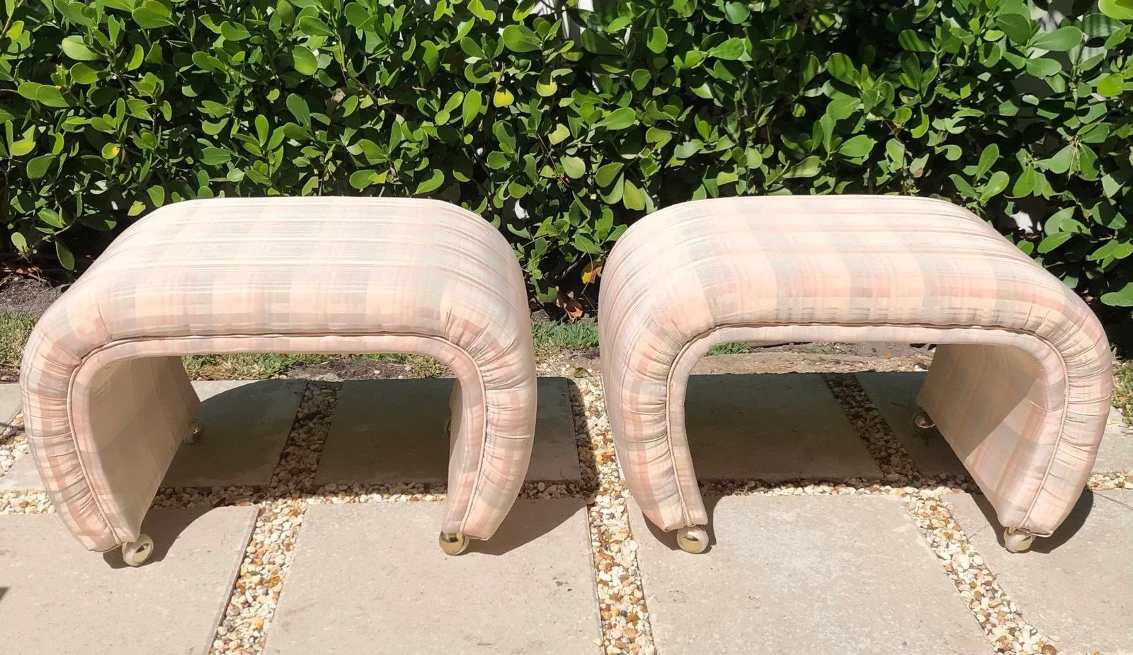 1980s Vintage Karl Springer Style Waterfall Benches - a Pair - 9