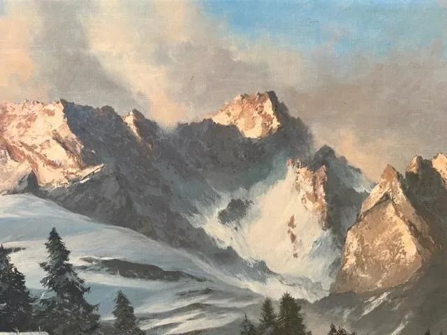 1940s Arno Lemke Mountain Oil Painting - 2