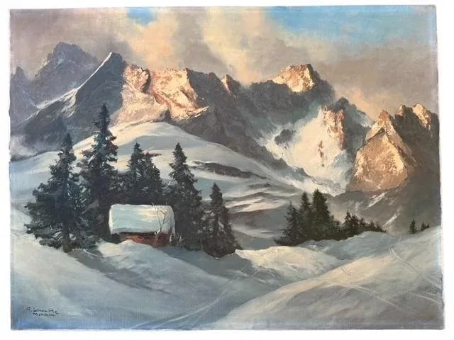 1940s Arno Lemke Mountain Oil Painting - 4