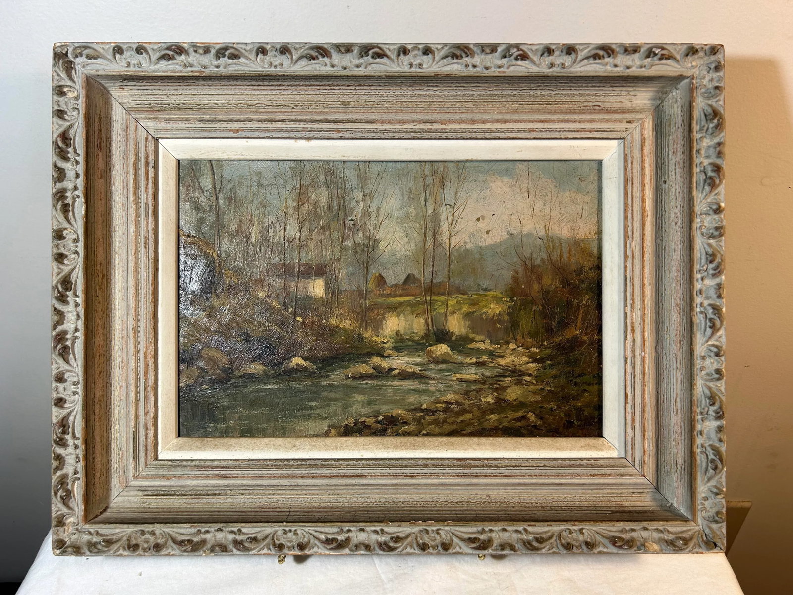 1960's Vintage Original Oil Painting Landscape With Farm - 2