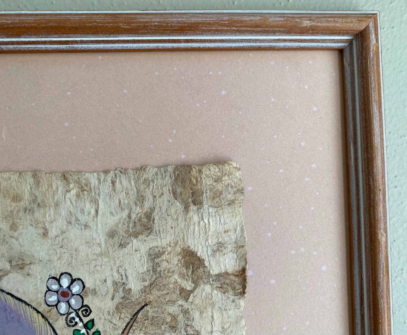 Rodolfo Flores Mexican Artist Original Aztec Painting on Bark Paper, Signed, Framed - 5