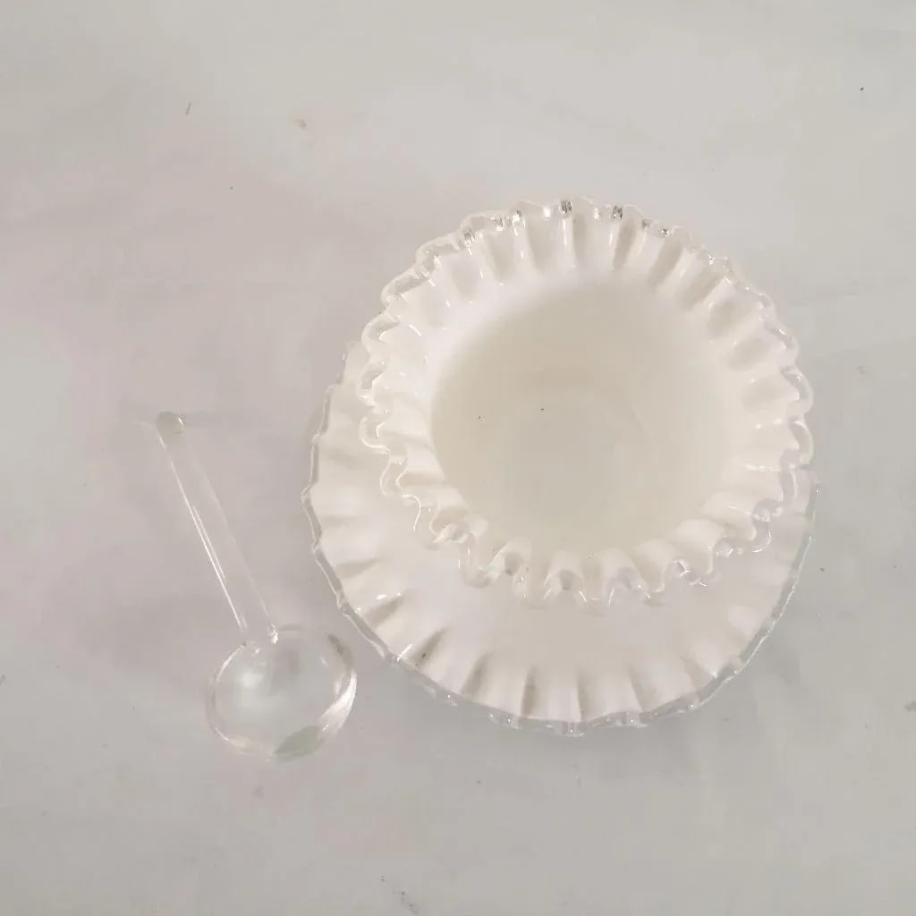 Mid-Century Milk Glass Condiment Set - 3 Pieces - 4