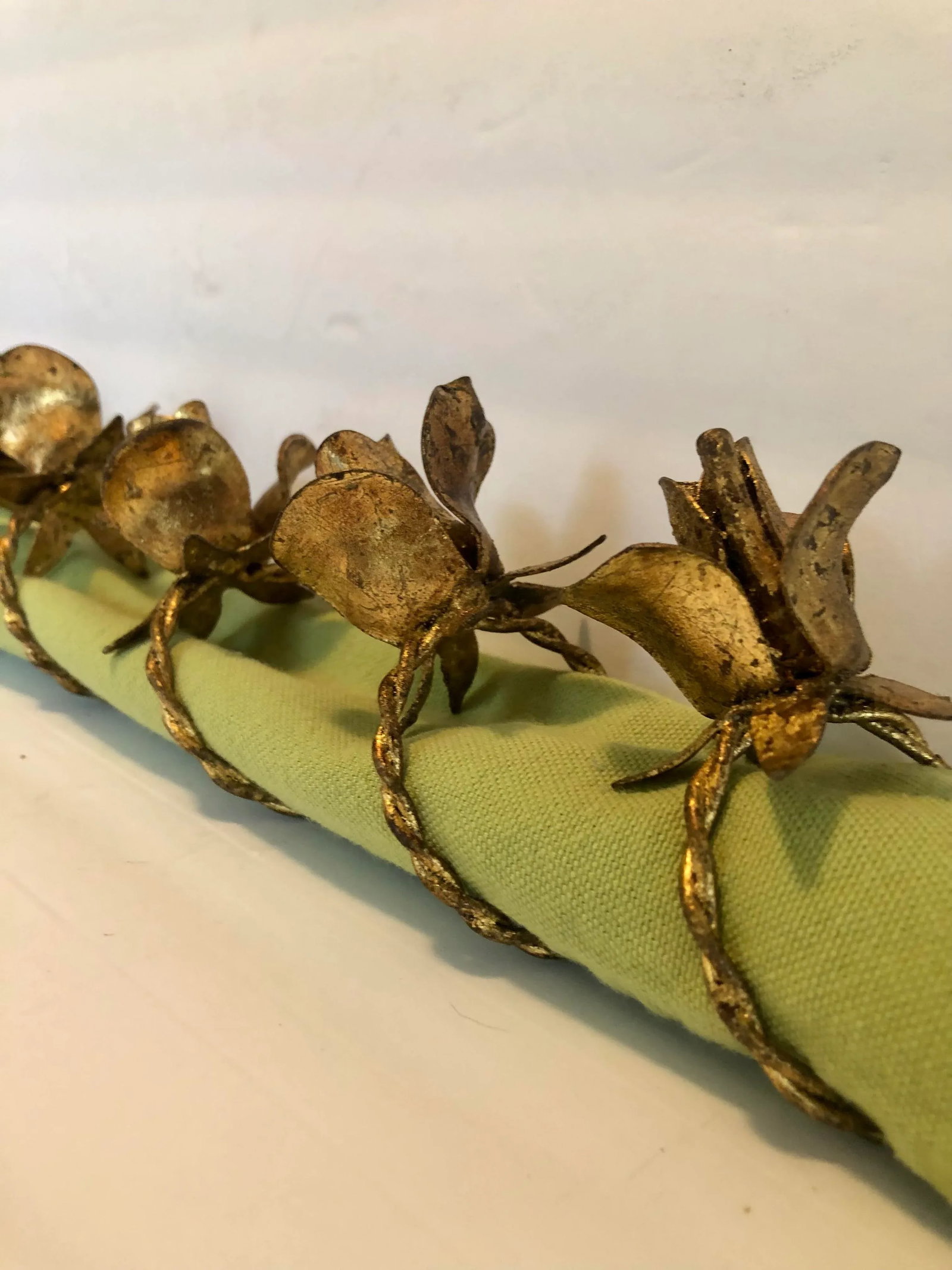 Vintage Italian Tole Rose Napkin Rings - Set of 6 - 11