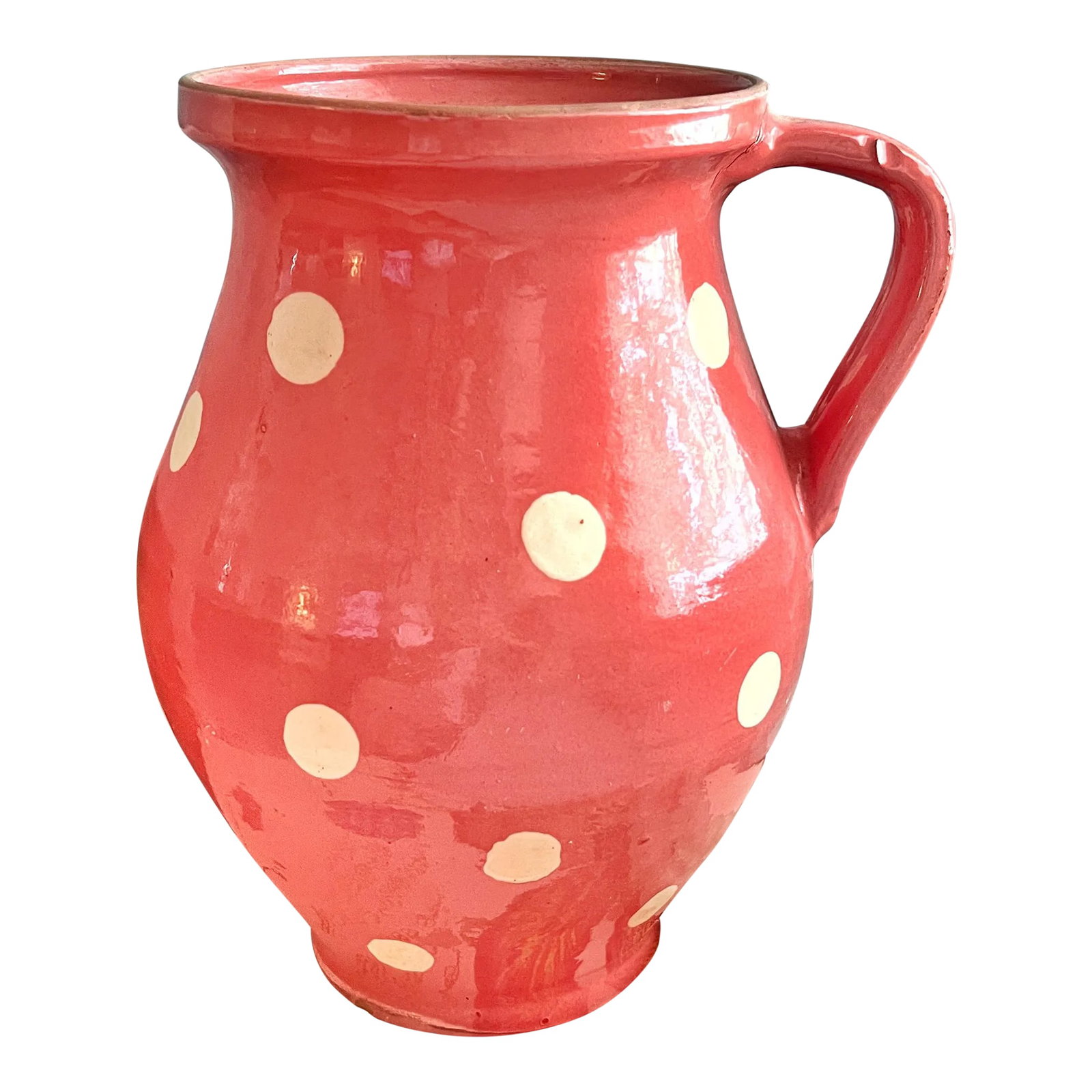 French Glazed Pottery Polka-Dot Pitcher (1 of 8)