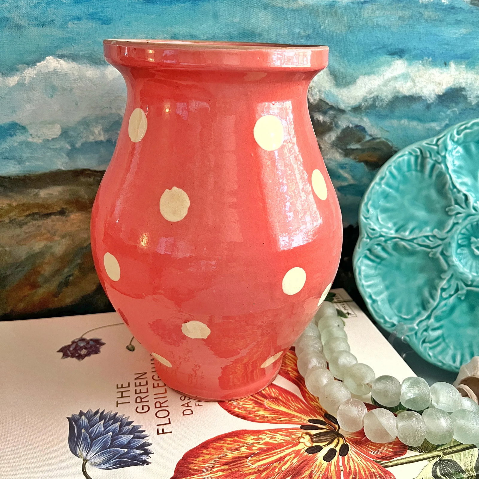 French Glazed Pottery Polka-Dot Pitcher - 5