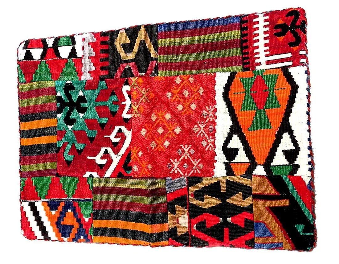 Antique Vintage Abstract Boho Mid Century Modern Handmade Kilim Wall Hanging Fiber Art Tapestry - 2