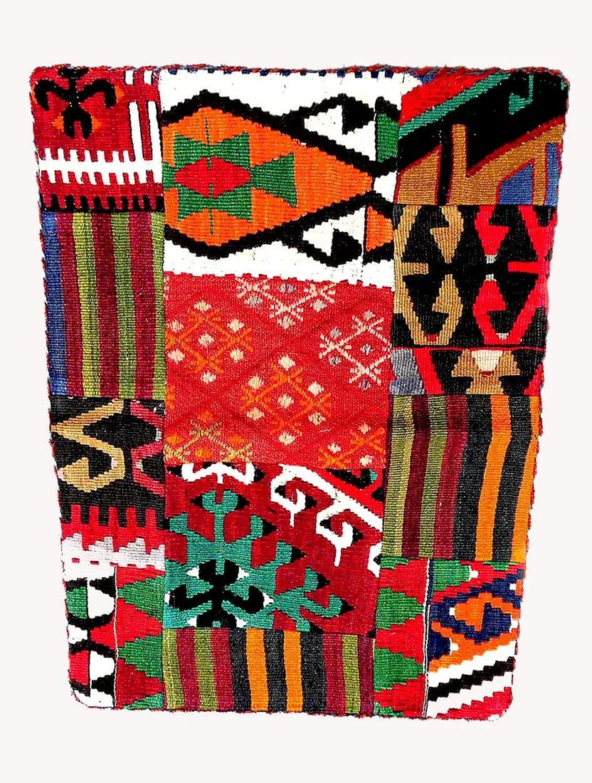 Antique Vintage Abstract Boho Mid Century Modern Handmade Kilim Wall Hanging Fiber Art Tapestry - 3
