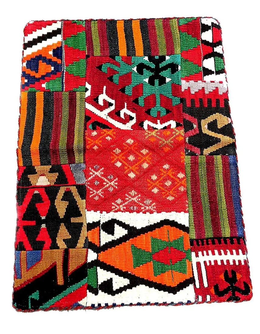 Antique Vintage Abstract Boho Mid Century Modern Handmade Kilim Wall Hanging Fiber Art Tapestry - 4
