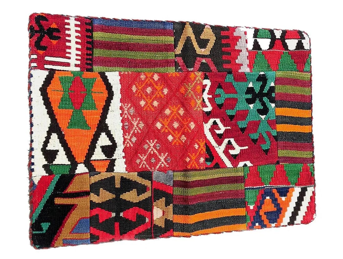 Antique Vintage Abstract Boho Mid Century Modern Handmade Kilim Wall Hanging Fiber Art Tapestry - 5