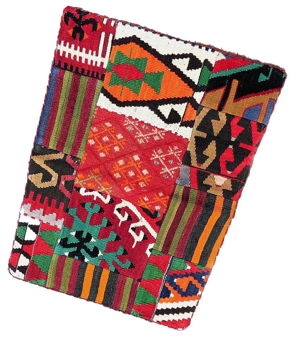 Antique Vintage Abstract Boho Mid Century Modern Handmade Kilim Wall Hanging Fiber Art Tapestry - 6
