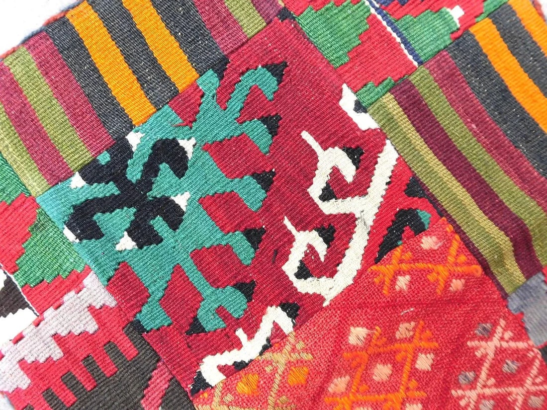 Antique Vintage Abstract Boho Mid Century Modern Handmade Kilim Wall Hanging Fiber Art Tapestry - 7