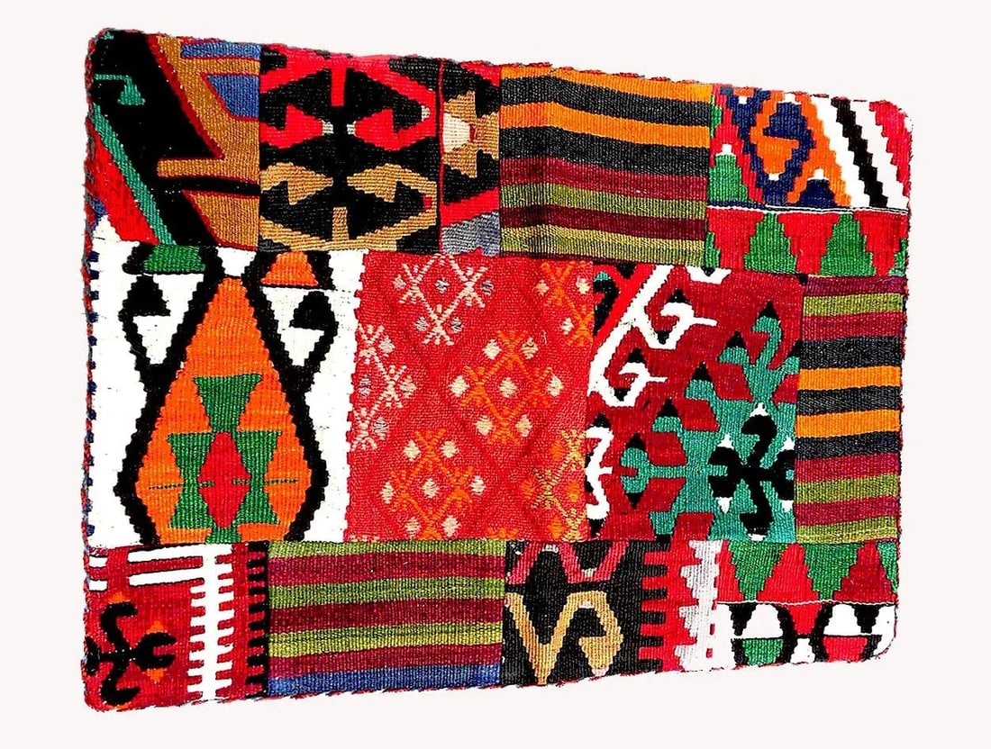 Antique Vintage Abstract Boho Mid Century Modern Handmade Kilim Wall Hanging Fiber Art Tapestry - 8