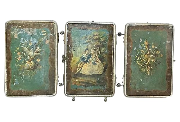 Antique Painted 3-Panel Vanity Mirror (1 of 9)