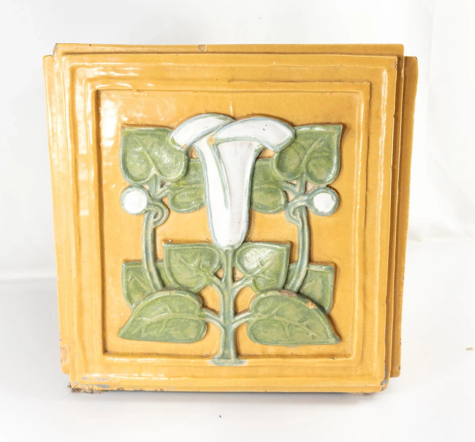 Early 20th Century Art Nouveau Pottery Planter Pot or Jardiniere With Calla Lily - 3
