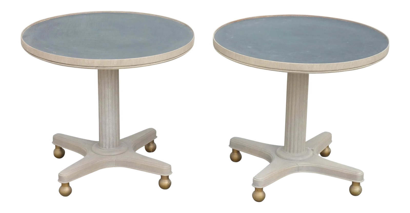 Mid-Century Modern Gray Wooden Round Tables - a Pair (1 of 8)