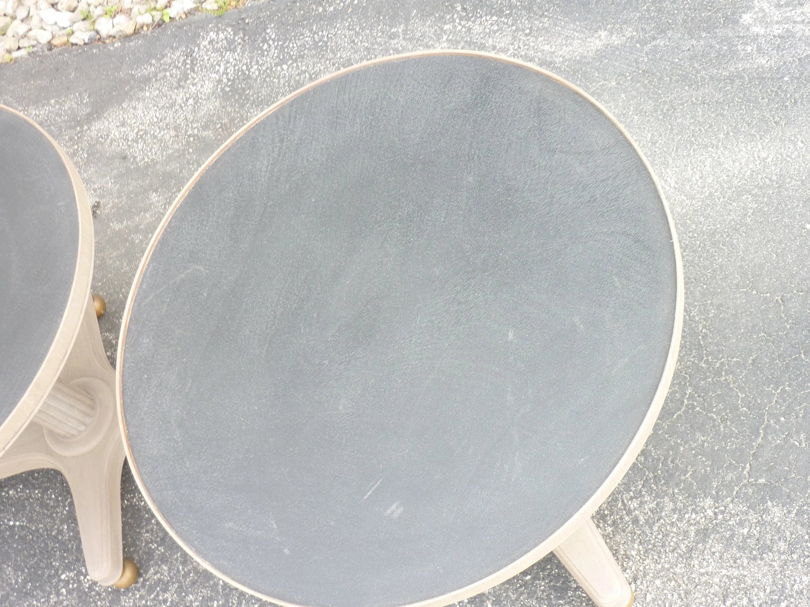 Mid-Century Modern Gray Wooden Round Tables - a Pair - 7